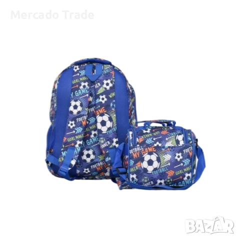 Комплект раница и чанта за храна Mercado Trade, За ученици, За момче, Син, снимка 3 - Раници - 51487409
