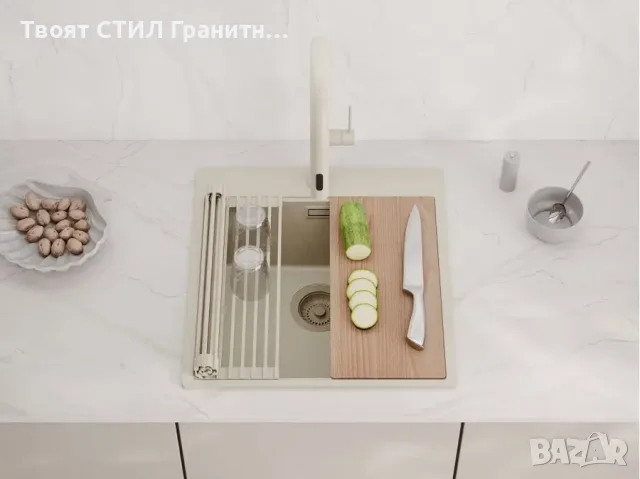 Кухненска Мивка от гранит модел Осло 50 XXL 490 x 500 mm - бежава