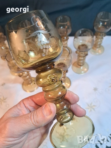 немски гравирани ретро чаши за вино 29/2, снимка 6 - Чаши - 52071032