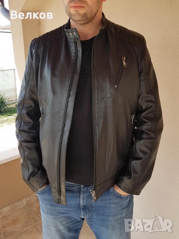 Мъжко кожено яке от естествена кожа - черно - размер XL, снимка 7 - Якета - 36042110