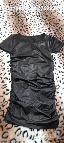 Черна кожена рокля нова размер S/M, снимка 5 - Рокли - 39811401