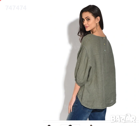 Ленена блуза ХЛ, снимка 2 - Корсети, бюстиета, топове - 53634576