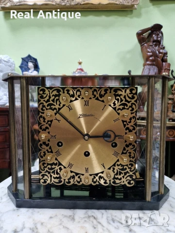 Уникален рядък антикварен немски Уестминстърски каминен часовник Atlanta , снимка 2 - Антикварни и старинни предмети - 51028883