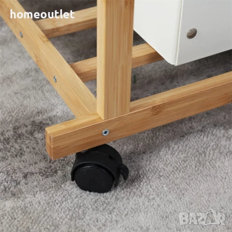 ПРОМОЦИЯ Мобилна бамбукова стойка за дрехи на 2 нива UNHO JJ-ZY643, снимка 7 - Етажерки - 50939281