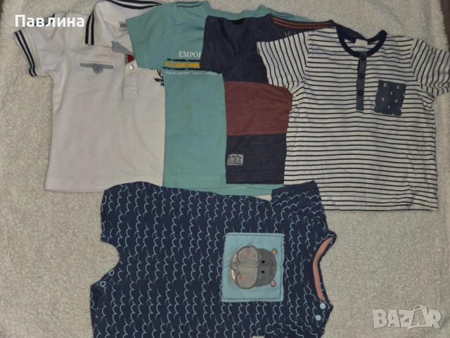 Лот от 4 Летни Тениски и 1 Гащеризонче - 9-12м