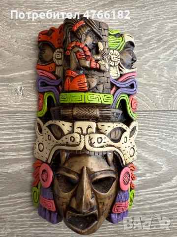 Дървена маска на маите , снимка 2 - Антикварни и старинни предмети - 53846496
