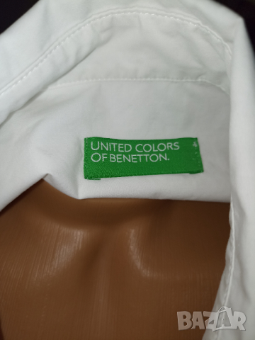 Benetton L,XL- Бяла памучна дамска широка риза , снимка 10 - Ризи - 44695374