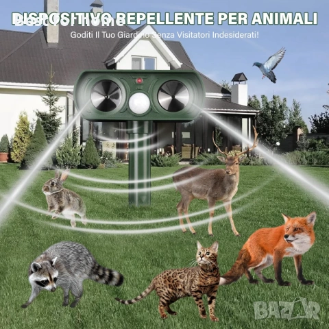 Ултразвуков репелент за гълъби, за котки ,отблъсква птици, лисици, миещи мечки, гризачи, снимка 3 - Други - 53017984