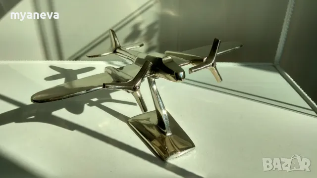 Хромиран, масивен, английски самолет в стил Art Deco , снимка 7 - Статуетки - 49292658