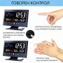 Електронна метеостанция с LED часовник дигитален термометър влагомер гласов контрол на батерии, снимка 3