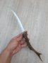 Стар ръчно направен нож острие с рогова дръжка , снимка 1