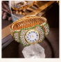 Комплект луксозен дамски кварцов часовник с кристали +бижута Relogio Feminino, снимка 5