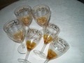Ретро  6 двуцветно стъкло чаши с позлата, снимка 2