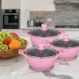 Комплект от 3 тенджери Cheffinger с мраморно покритие 20/24/28 см с капаци, снимка 2
