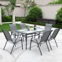 Метален Градински сет Napoli 7 части – Маса с Термо Стъкло и 6 Текстилни Стола, снимка 5