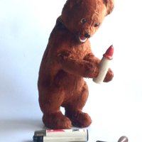 Bear Wind Up Toy Руско механично плюшено мече от 60-те години с бутилка Кафява мечка Работен ключ Иг, снимка 7 - Колекции - 42484552