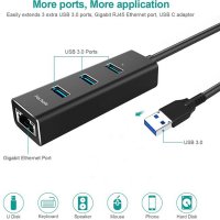 Хъб Techole с 3 USB 3.0 порта и Gbit LAN RJ45, алуминиев, снимка 2 - Мрежови адаптери - 34830319