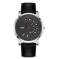 YOLAKO кварцов часовник,нов иновативен дизайн циферблат,кожена каишка , снимка 7 - Мъжки - 40954918