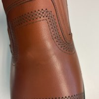 Мъжки кожени официални обувки - Светлокафяви - 44, снимка 3 - Официални обувки - 41597366