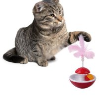Въртяща се играчка за котка с топка и перо 10,5x17 см, снимка 2 - За котки - 42366988
