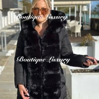 Черно Зимно дамско палто яке с големи пухове и качулка, снимка 4 - Якета - 42671315