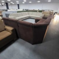 Кафяв ъглов диван от плат с функция сън "PP-QL11014", снимка 5 - Дивани и мека мебел - 39970871