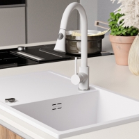 Кухненска мивка от Гранит модел Ибиса 780 х 500 мм - бял, снимка 7 - Други - 36079490