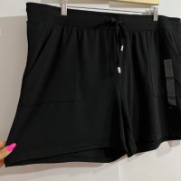 Макси еластични меки къси панталонки с висока талия и джобове в черно, снимка 2 - Къси панталони и бермуди - 41911549
