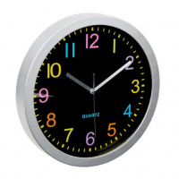 Декоративен стенен часовник, Сив с цветни цифри, снимка 2 - Стенни часовници - 36220284