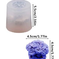 3d връзка букет рози с дръжки силиконов молд форма фондан шоколад гипс смола свещ сапун декор, снимка 2 - Форми - 41553681