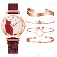 Моден дамски кварцов часовник в комплект с четири гривни, 7цвята - 023, снимка 5 - Дамски - 41702701