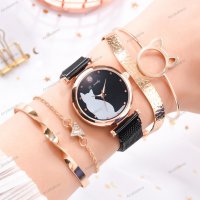 Моден дамски кварцов часовник в комплект с четири гривни, 7цвята - 023, снимка 9 - Дамски - 41702701