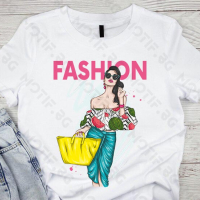 Дамска тениска Motif с цветна щампа  Fashion Girl / Мода / жена , снимка 1 - Тениски - 44812200