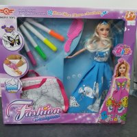 Комплект с кукла и чанта за оцветяване, с вълшебни маркери 5 броя, в кутия -6618, снимка 2 - Кукли - 34788384