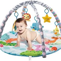 Нова Бебешка подложка за игра Мат с 5 висящи звукови играчки подарък дете, снимка 1 - Играчки за стая - 42241898