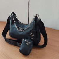 Луксозна Черна чанта/реплика  Prada код IM104P, снимка 5 - Чанти - 40970336