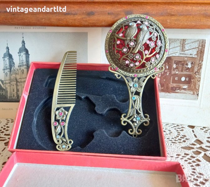 Колекционерско огледало и гребен, снимка 1