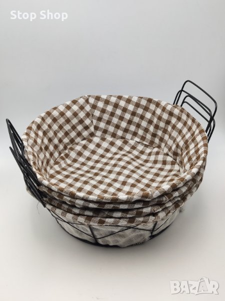 Метален поднос панер с текстил   , снимка 1