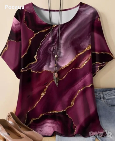Дамска блуза с къс ръкав размер 4ХЛ нова , снимка 1