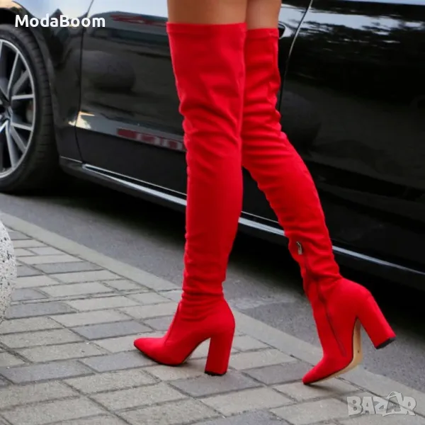 Чизми на ток - Велур, снимка 1