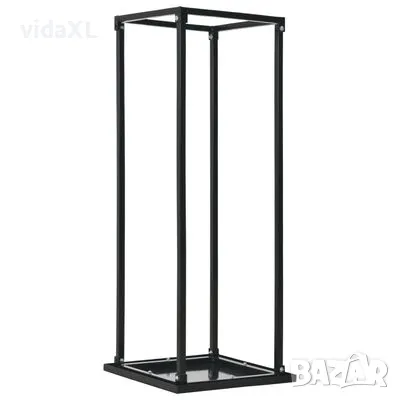 vidaXL Стойка за дърва с основа, черна, 37x37x113 см, стомана（SKU:284702）, снимка 1