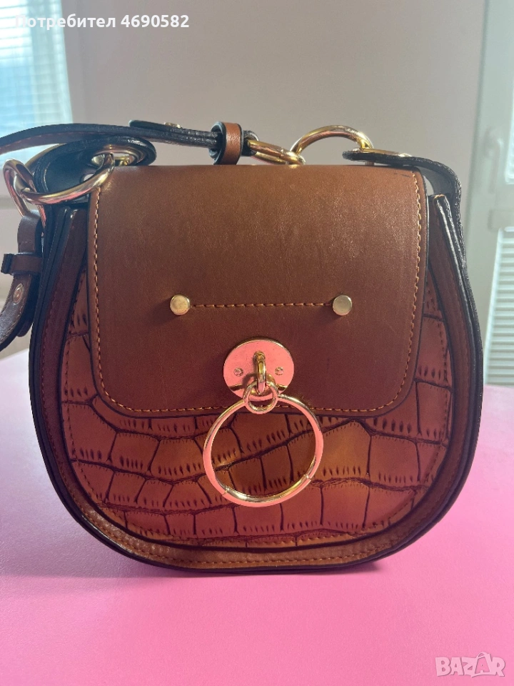 Кафява чанта от естествена кожа, снимка 1