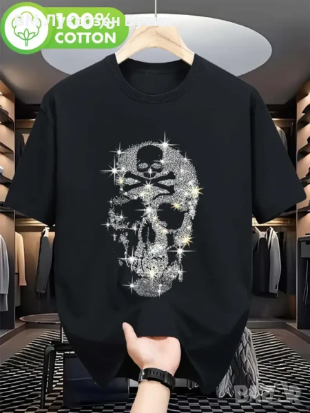 👕 Луксозна Мъжка Тениска Plein – 100% Памук 👑, снимка 1