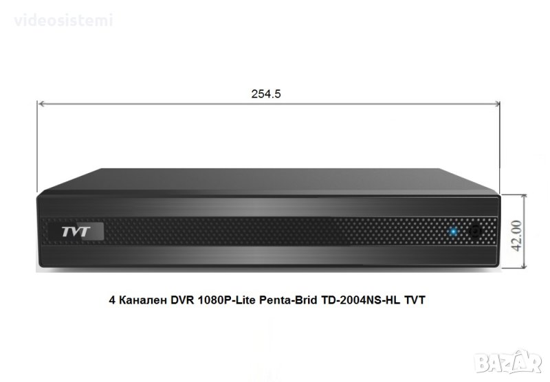 4 Канален DVR 1080P-Lite Penta-Brid TD-2004NS-HL TVT, снимка 1