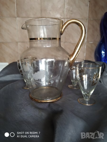 стар стъклен сервиз за вино, снимка 1