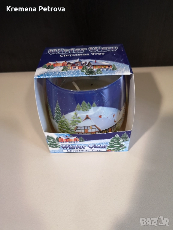 Нова Ароматна свещ в чаша коледни мотиви, снимка 1