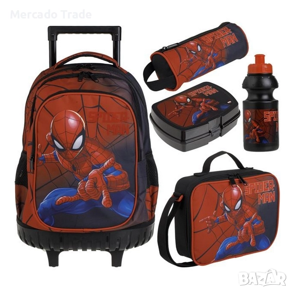 Ученически комплект Spiderman в кутия – 5 части, За момчета, Червен, снимка 1