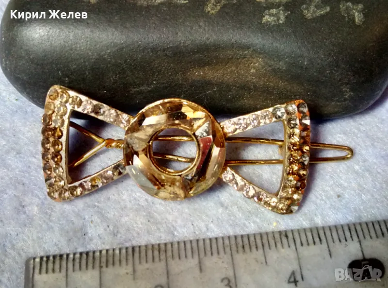 ШИКОЗНА АЖУРНА ПОЗЛАТЕНА КРИСТАЛНА ФИБА ШНОЛА - ПАПИОНКА 45655, снимка 1