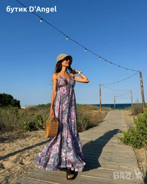 Разкошна дълга рокля с флорален принт, снимка 1