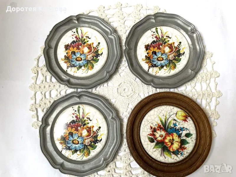Красива украса за стена от Германия с керамика, 4 бр, снимка 1